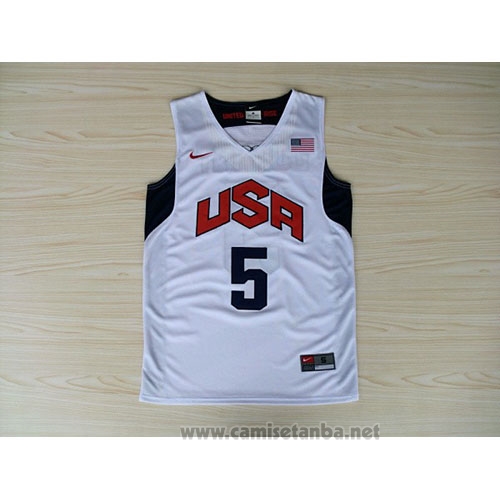 Camiseta USA 2012 Kevin Durant #5 Blanco